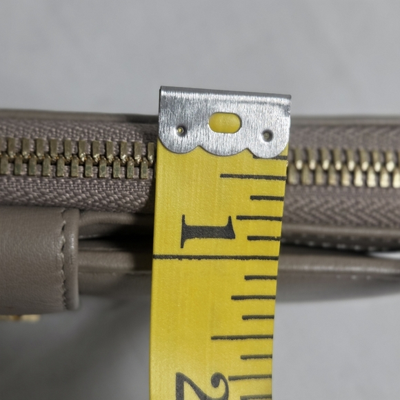 valentina taupe full size leather tab snap zip around wallet made in italy - Picture 10 of 11